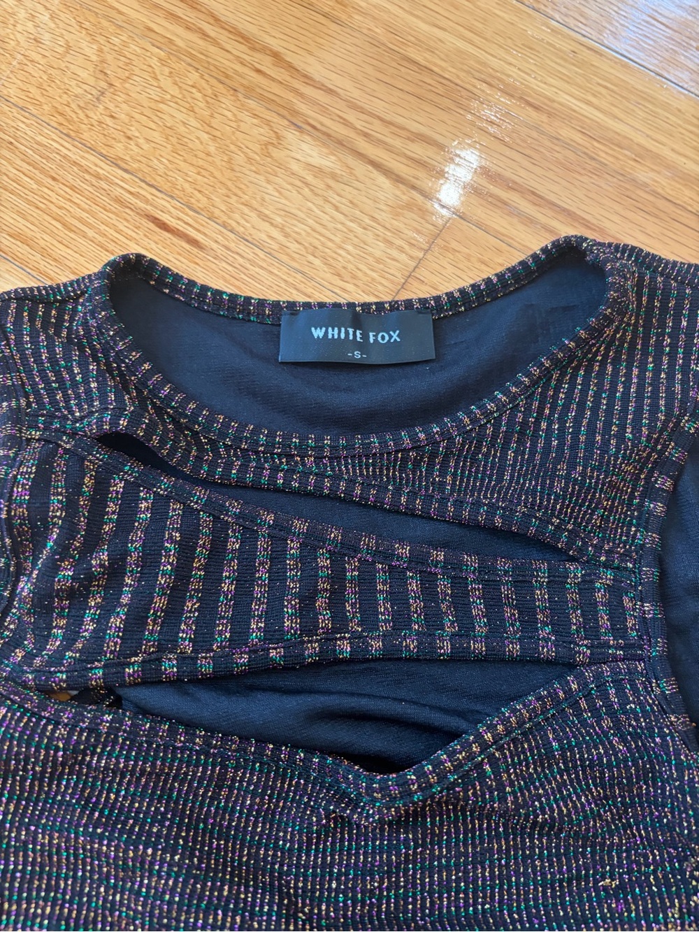 Black Multi-Color Cutout Rib Sweater